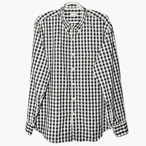 J Crew Gingham Check Long Sleeve Button Down in Black/White Men’s L - Picture 2 of 6